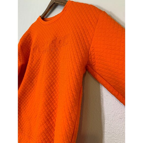 Champion Clemson Tigers Quilted Orange Crewneck Long Sleeve Shirt Womens Sz S - Picture 3 of 11